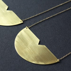 Half moon necklace half circle necklace statement pendant necklaces for women brass jewelry long gold geometric necklace semi circle Meg3in image 4