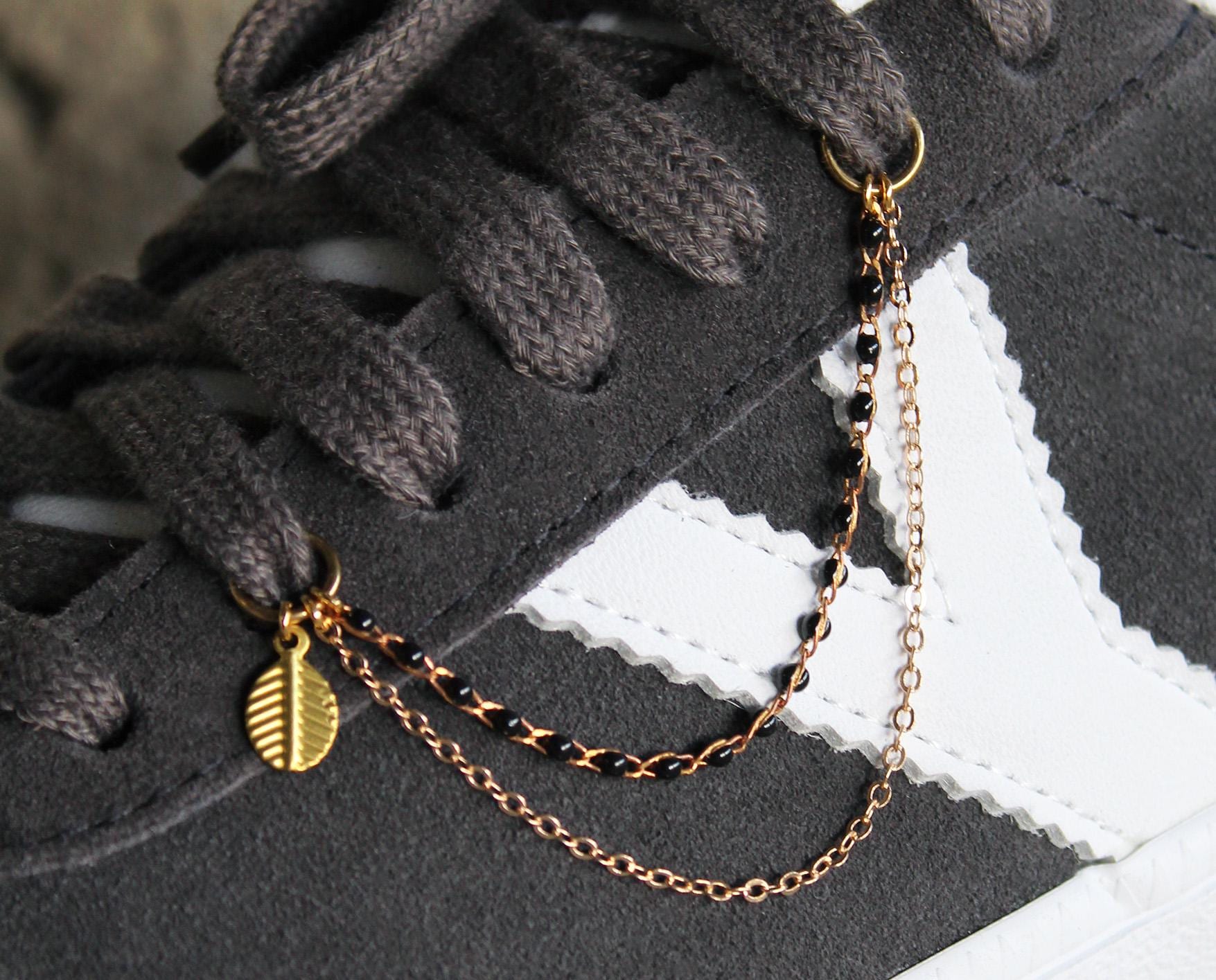 Edgy Shoe Chain Black and Gold, Modern Sneaker Charms, Roller Skate Accessories, Boot Decoration Gold Brass Shoelace Leaf Charms Cool - Lani - Etsy Edgy Shoe Chain Black and Gold, Modern Sneaker Charms, Roller Skate Accessories, Boot Decoration Gold Brass Shoelace Leaf Charms Cool - Lani - Etsy
