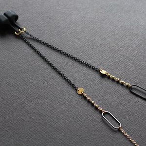 Anti verloren Ohrhörer Kettenriemen, Schwarz und Gold Ohr Schoten Halter Halskette, moderne Bluetooth Kopfhörer Lanyard, Musik-Liebhaber Geschenk für sie Diem Bild 3