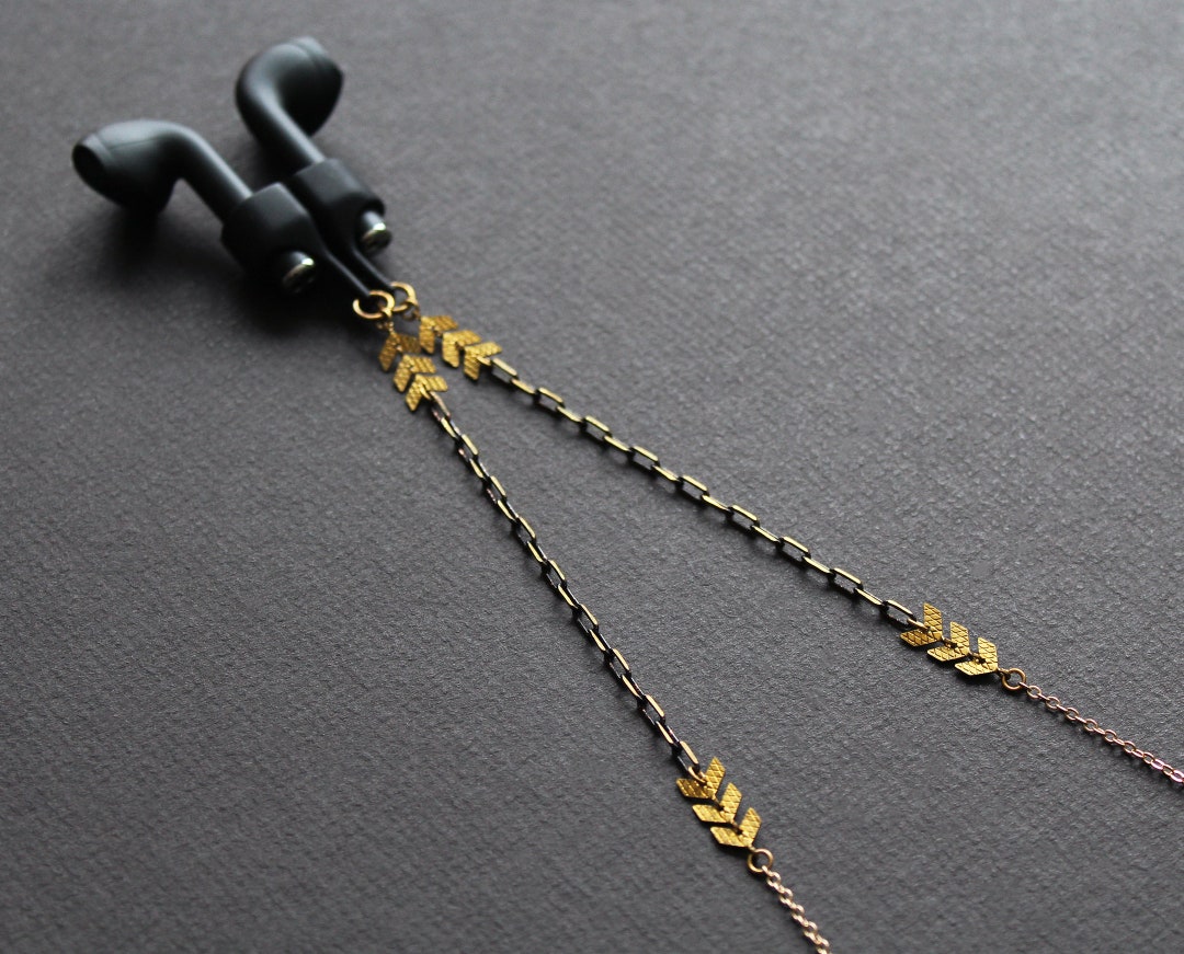 Antilost Earphones Holder, Black Earbud Necklace, Modern Ear Pods