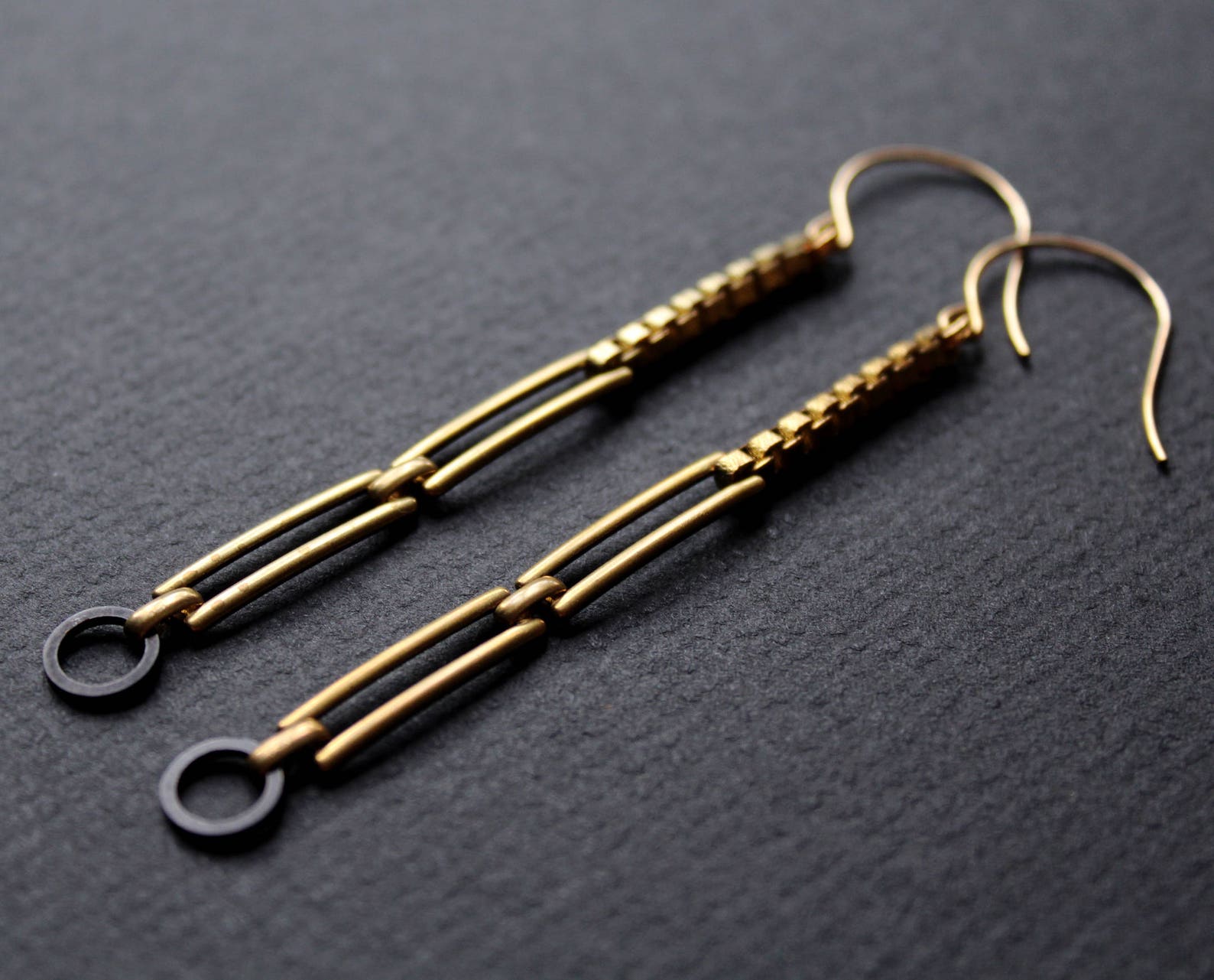 Linear Drop Earrings Bar Chain Earrings Linear Earrings Black Etsy India