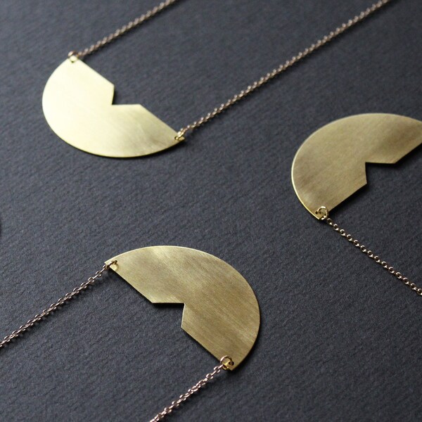 Halve Maen ketting ketting geometrische ketting goud halve cirkel ketting lange halfronde halve cirkel minimalistische sieraden vrouwen-Meg N. 2In Brass
