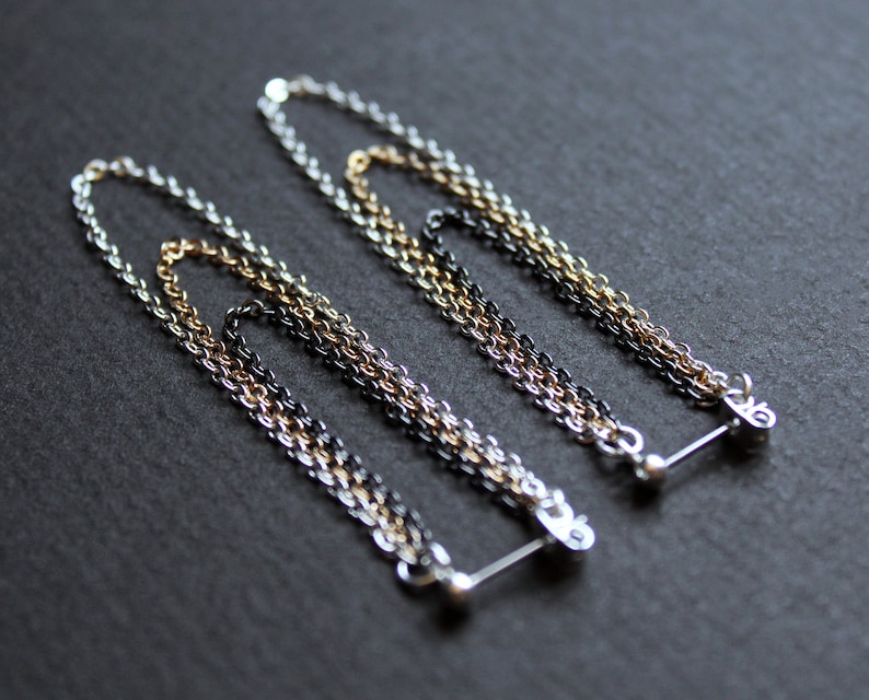 Front back earrings long chain earrings double sided earring popular right now multi chain earring jacket stud ear jacket unusual Shana