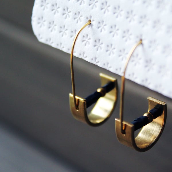 Half moon earrings geometric earrings brass earrings small gold hoops black hoop earrings minimalist jewelry trending now - Unity Earrings