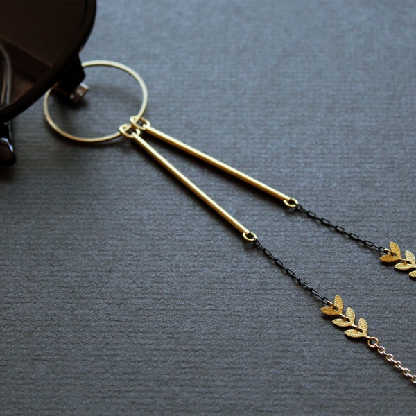 Eyeglass necklace for women glasses holder necklace gold thin lanyard with loop sunglass strap sunglasses cord brass jewelry gift -Clovia L