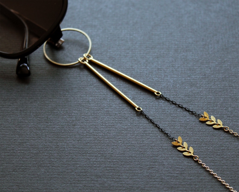 Eyeglass necklace for women glasses holder necklace gold thin lanyard with loop sunglass strap sunglasses cord brass jewelry gift -Clovia L image 1