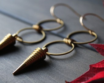 Gold spike earrings edgy earrings oversized earrings punk rock earrings pendulum earrings open circle earrings statement earrings - Octavia