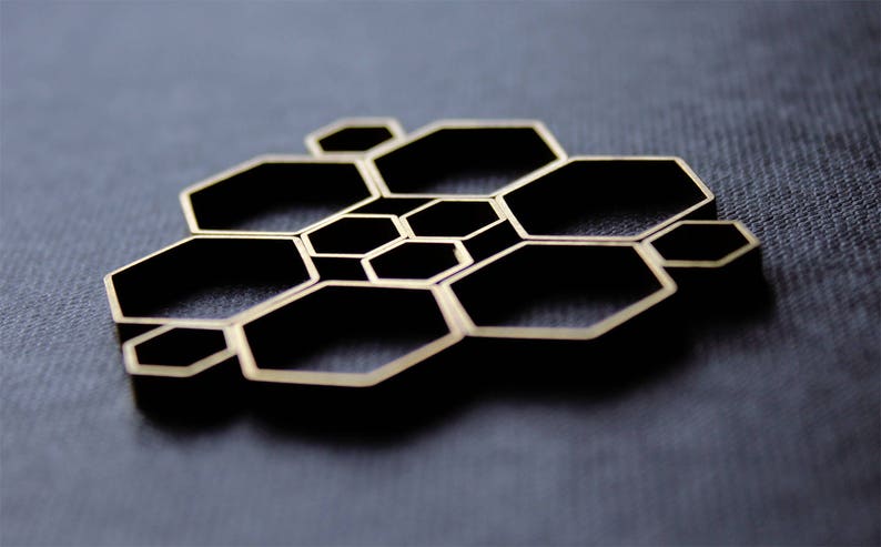 Long geometric necklace hexagon necklace gold honey comb honey bee necklace beekeeper gift brass jewelry birthday gifts for women Ruche N image 9