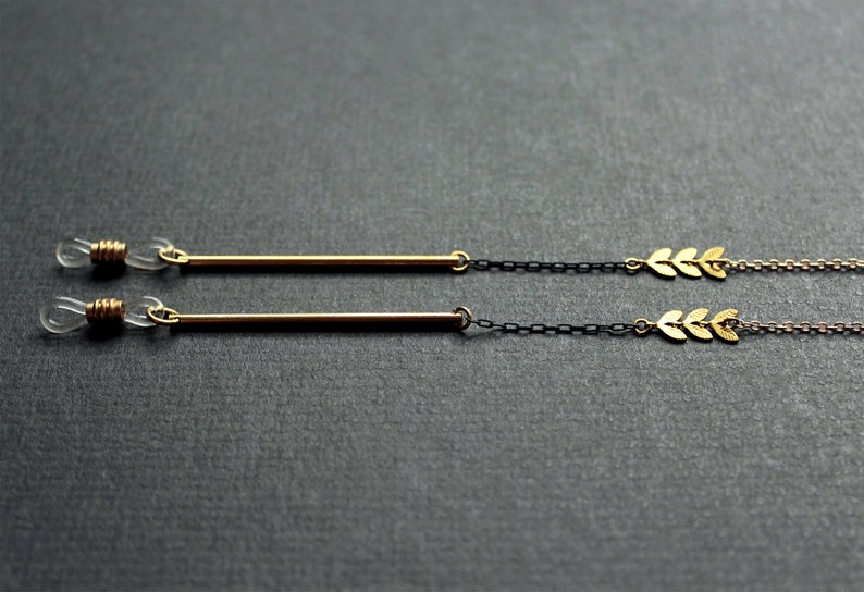 Gold glasses chain eyeglass chain sunglass strap sunglasses chain eye glasses holder reading glasses cord lanyard brass jewelry - Clovia image 6