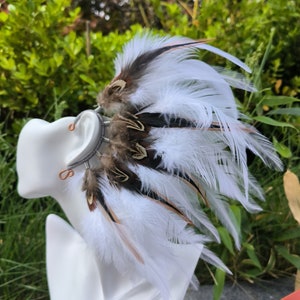 White Feather Ear Cuff, Feather Ear Wrap,  Ear Cuff with Feathers, Black Feather Cuff, Natural Feather Earring, Ear Wrap Cuff, Festival