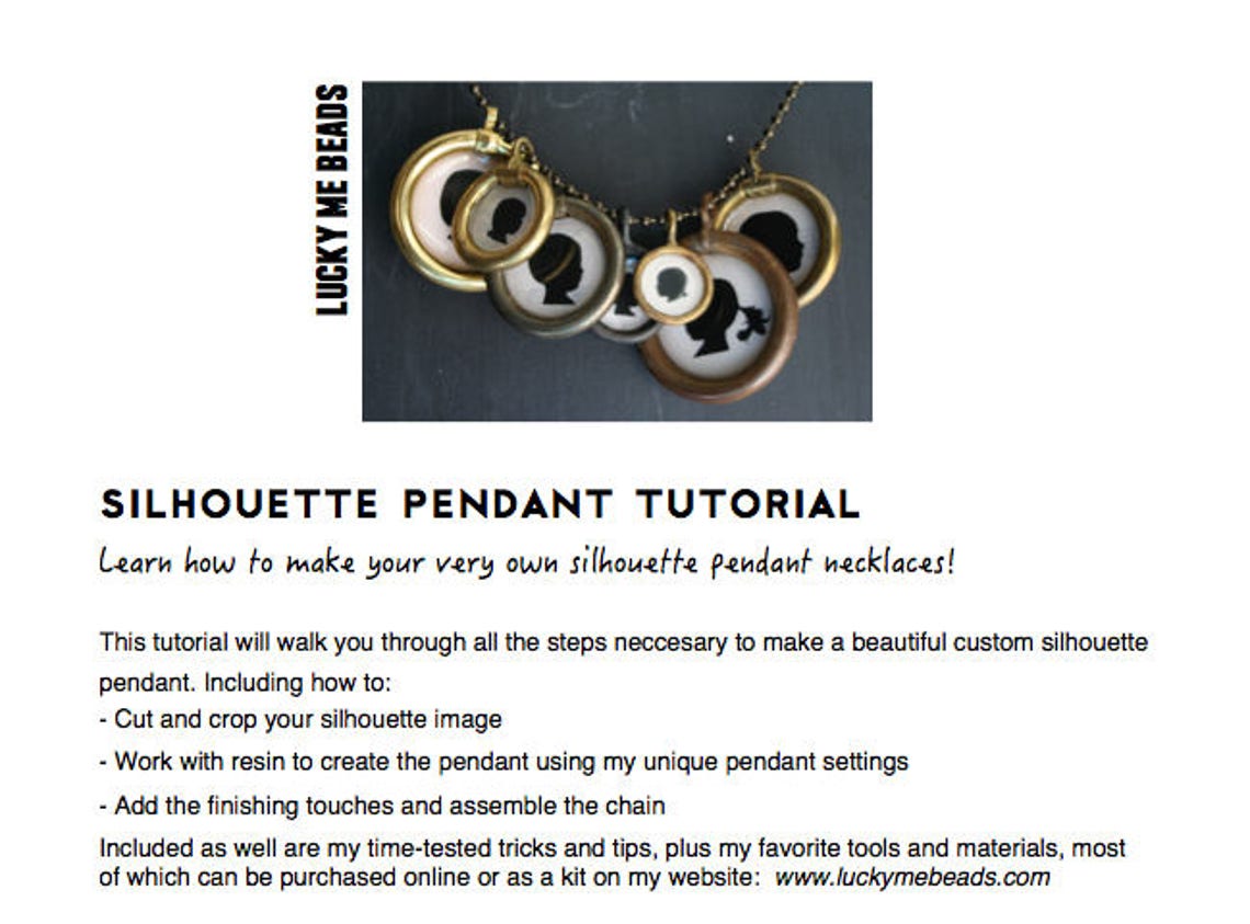 DIY Silhouette Pendant Printable Tutorial PDF - Etsy