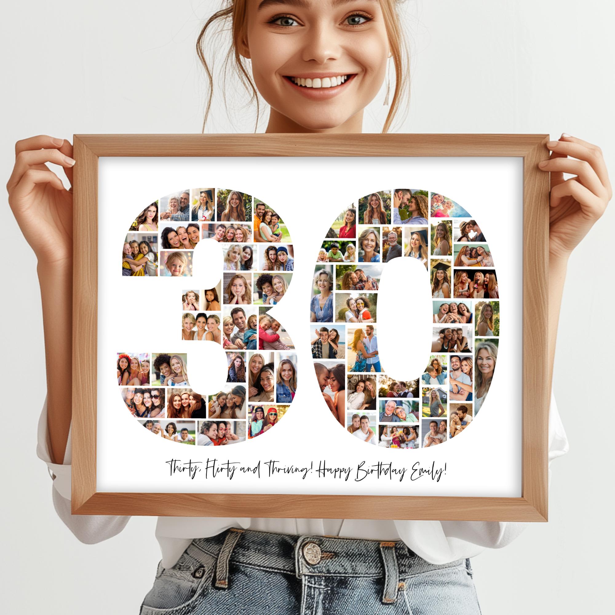30th Birthday Photo Collage Template: Printable Number 30 Poster ...