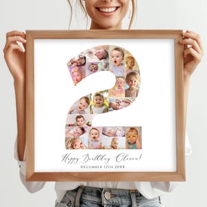 2nd Birthday Photo Collage Poster | Editable Milestone Sign | Canva Template (Digital Download)