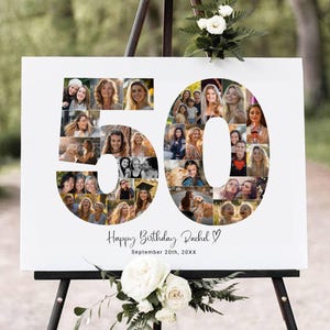 50th Birthday Photo Collage Template: Personalized Canva Gift (Digital Download)