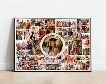 Graduation Photo Collage Gift, Custom Picture Print, Personalized Gift for Her, Class of 2024