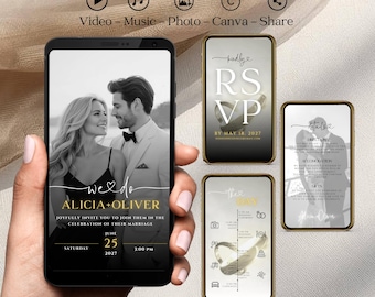 Digital Animated Wedding Invitation Electronic Wedding Editable Invitation, Wedding Invitation Digital Wedding Invite