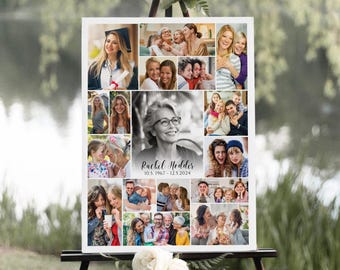Funeral Photo collage, Poster Collage Template for 17 Photos, Poster size photo collage, Photo Collage Sign Template, Memorial, Funeral