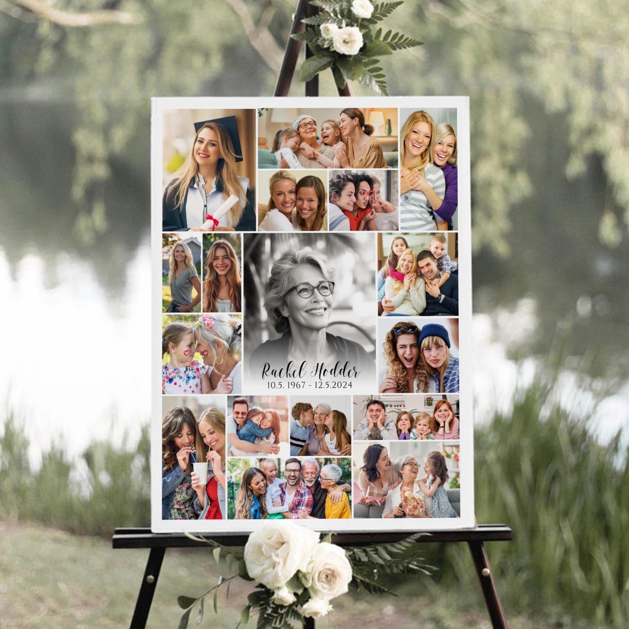 Funeral Photo Collage Template: Memorial Poster (Canva Digital Download)
