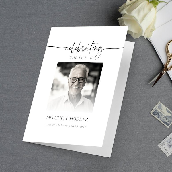 Modern Funeral Program Template for Women, In Loving Memory, Memorial Program, Memorial Service Template, Obituary Template, Printable