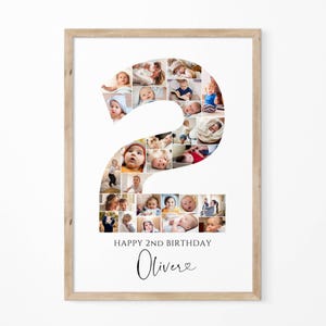 Second Birthday Photo Collage Template | Number 2 Milestone Sign | Canva Editable