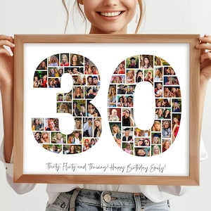 Custom 30th Birthday Picture Collage Template, Personalized 30th Birthday Photo Collage, Number Collage, Gifts for Him, for Her, 30 Collage