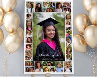 Graduation Photo Collage Template, Graduation Welcome Sign, Graduation Party Poster Display, Graduation Gift for Seniors, Canva