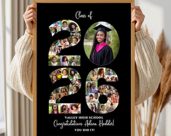 Graduation Photo Collage Template, Graduation Welcome Sign, Graduation Party Poster Display, Graduation Gift for Seniors, Class of 2026