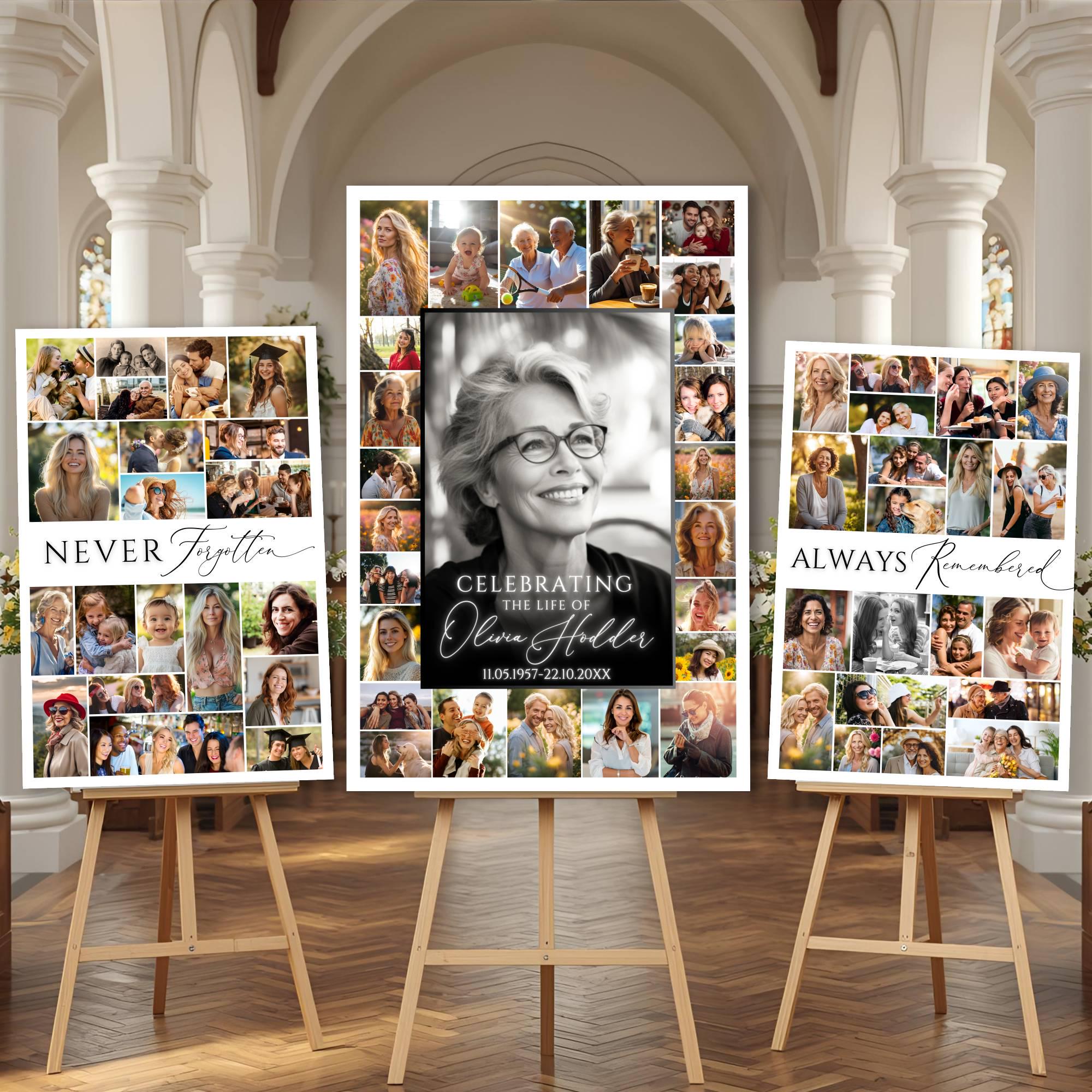 Funeral Photo Collage Sign Template: Celebration of Life Memorial Board ...