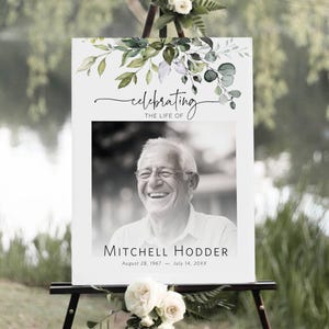 Funeral Welcome Sign Template: Celebration of Life Memorial Poster (18x24 & 24x36&quot; Editable in Templett)