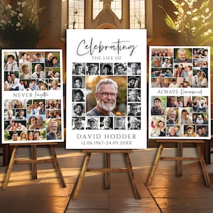 Memorial Service Photo Panel Poster, Funeral Welcome Sign Template, Celebration of Life, In Loving Memory, Memorial Poster Size, Canva