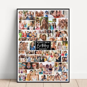 Birthday Photo Collage Template, Printable Birthday Gift Collage, Photo Gift Collage Template for 55 Photos, Birthday Photo Collage, Gift