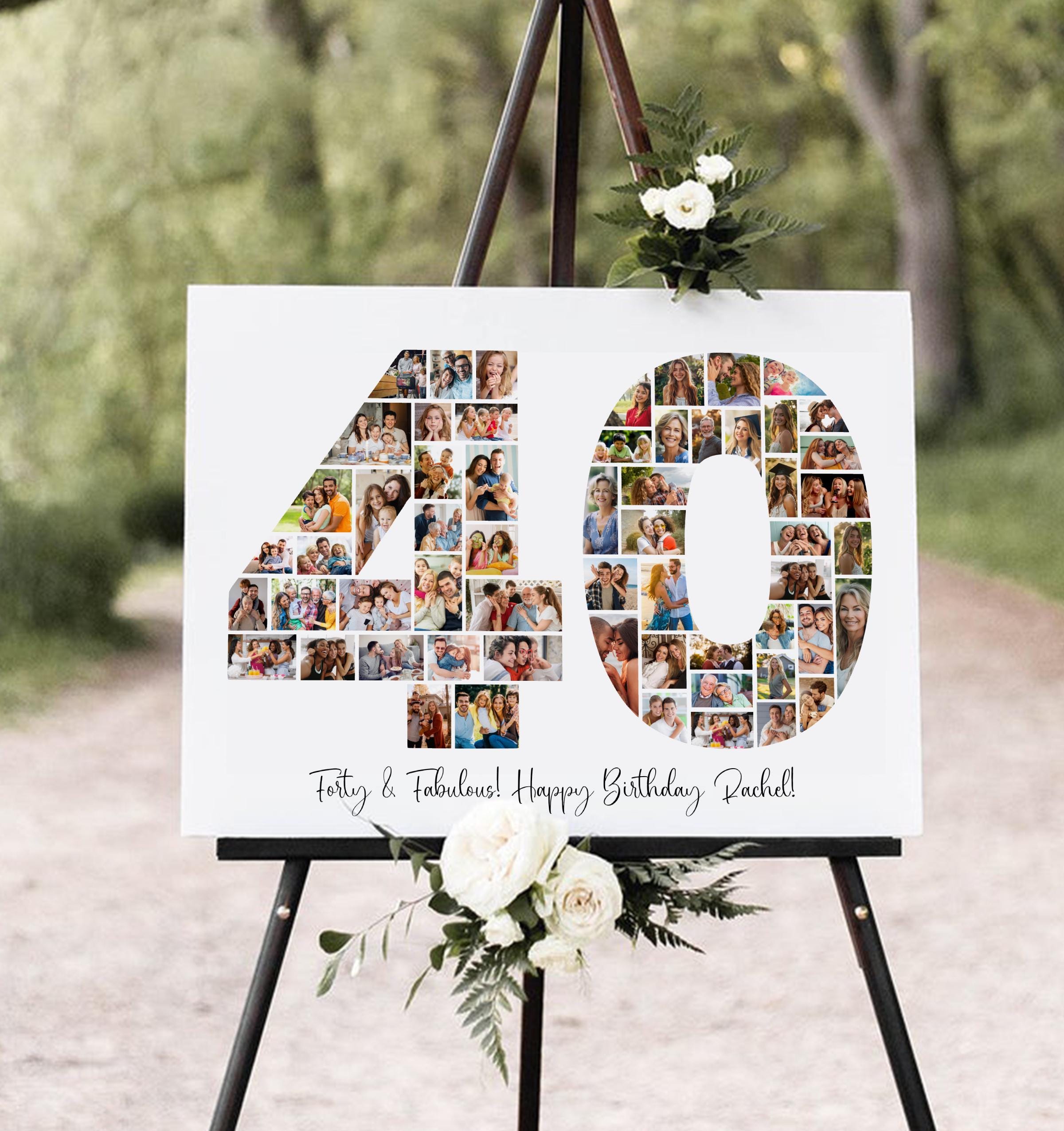 40th Birthday Photo Collage Template, Personalized 40th Birthday Gift ...