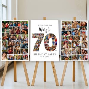 70th Birthday Photo Collage Template Set, Personalized Birthday Poster Gift, Birthday Welcome Board for Mom or Dad, Grandma, Grandpa