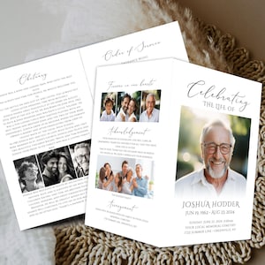 Editable Funeral Program Template, Obituary, Celebration of Life, Keepsake, Loving Memory Booklet