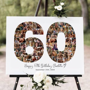 60 Jahre Geburtstags Fotonummer Poster, personalisiertes Geschenk zum 60 Geburtstag für Frauen, Ihn, Mutter, Geburtstagsgeschenk Oma Opa, Familiengeschenk, Canva