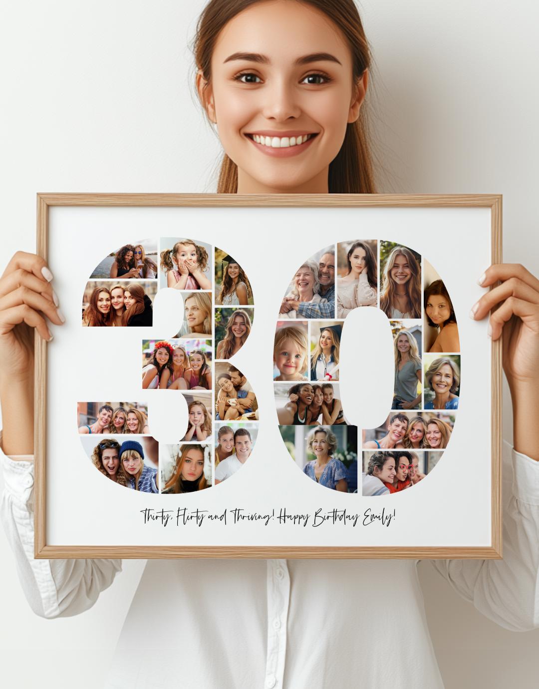 30th Birthday Photo Collage Template: Printable Number 30 Poster ...
