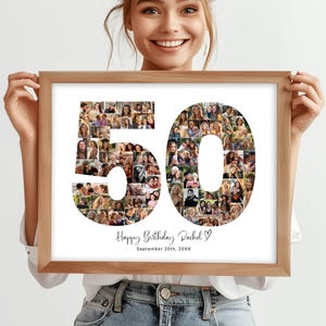 50th Birthday Photo Collage Template | Personalized Canva Gift | Birthday Poster Printable