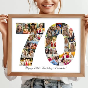 70. Geburtstag Foto Collage Vorlage, 70. Geburtstag Geschenk für Oma Opa, Zahlen Collage, Mutter Geschenk, Geburtstagsgeschenk, Canva