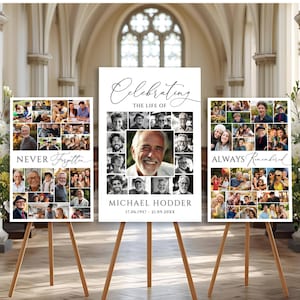 Funeral Photo Collage Sign Template, Celebration of Life (Digital Download)