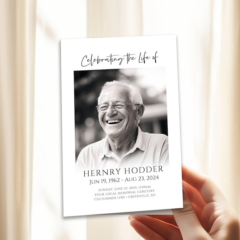 Minimalist Funeral Program Template with Photo Collage, Celebration of Life Memorial Service Template, Obituary Template, Printable, #MCM image 10