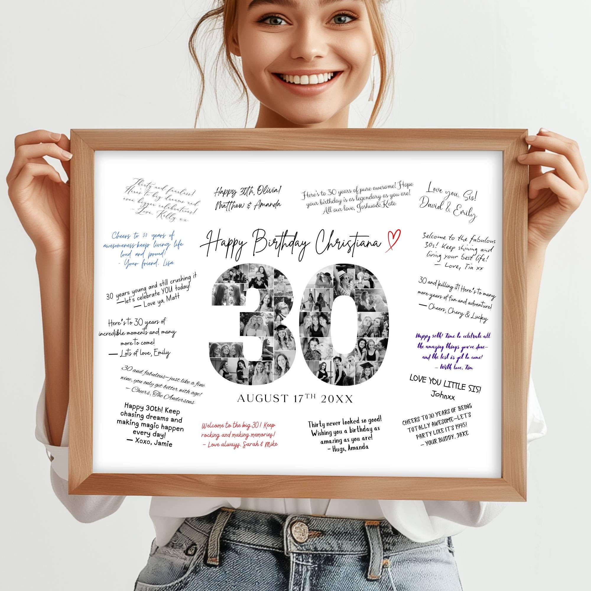 30th Birthday Signature Board Printable, Number 30 Photo Sign, 30th ...