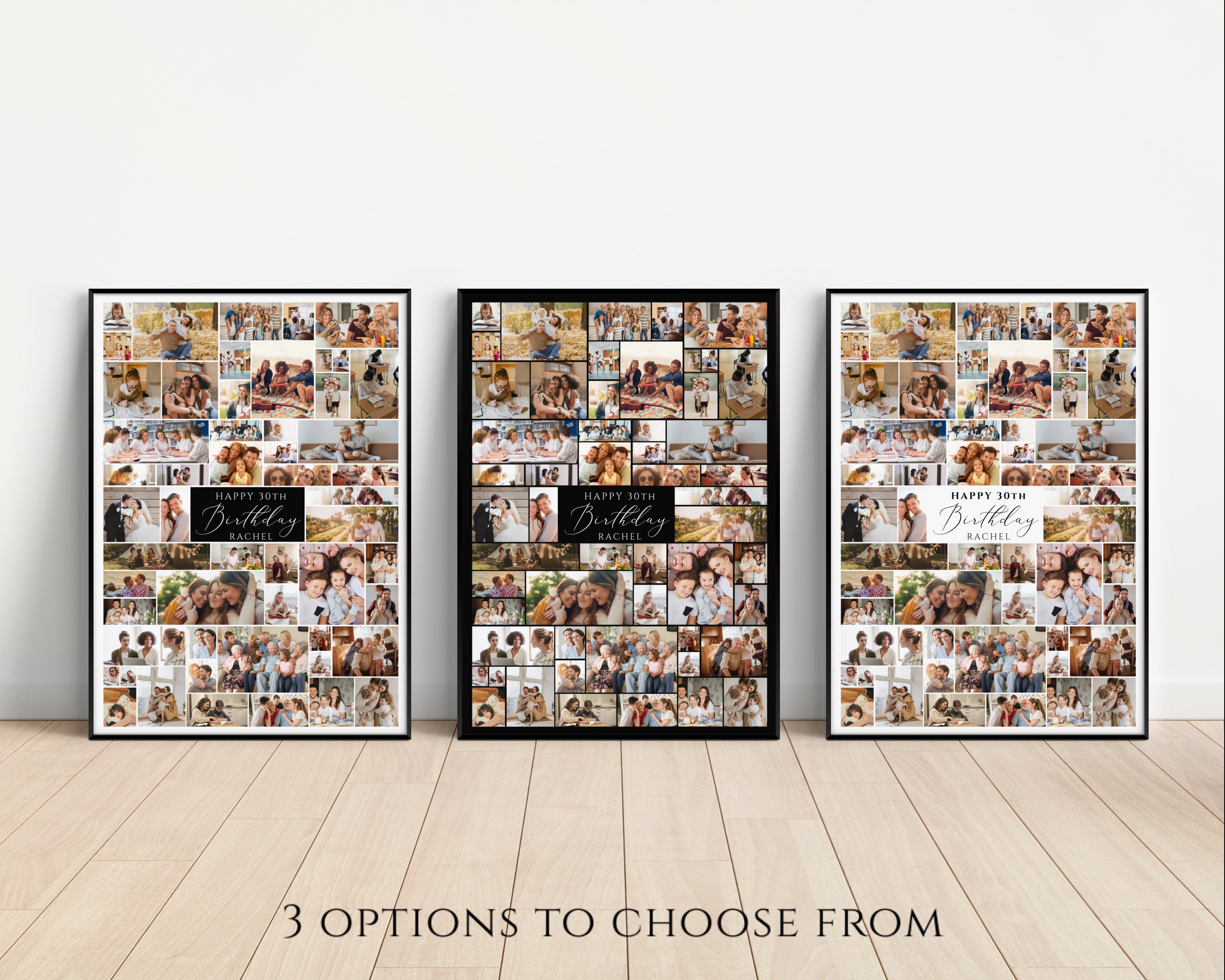 Birthday Photo Collage Template, Printable Birthday Gift Collage, Photo ...