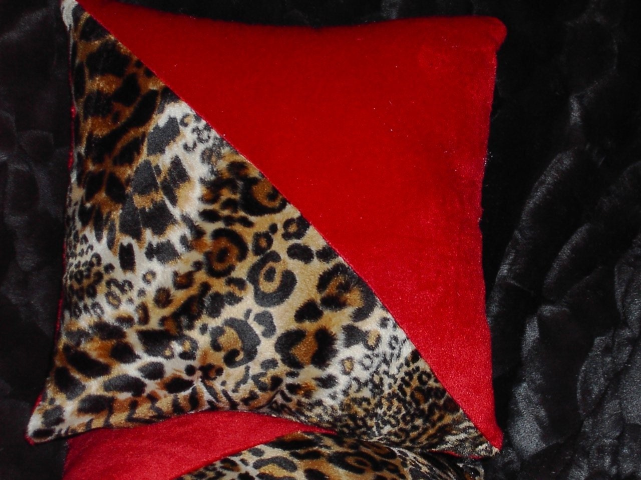red fur throw pillows