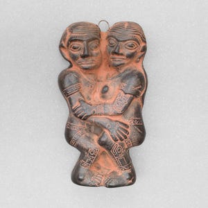 Wall Hanging Pre-Columbian Shaman Wiracocha Pachamama Couple Idol, Inca Art, Ceremonial Anniversary Love Sculpture