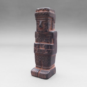 Monolith Handmade Pre-Columbian Andean Shaman Idol, Inca Tiwanaku Pottery, Peru Bolivia Sculpture