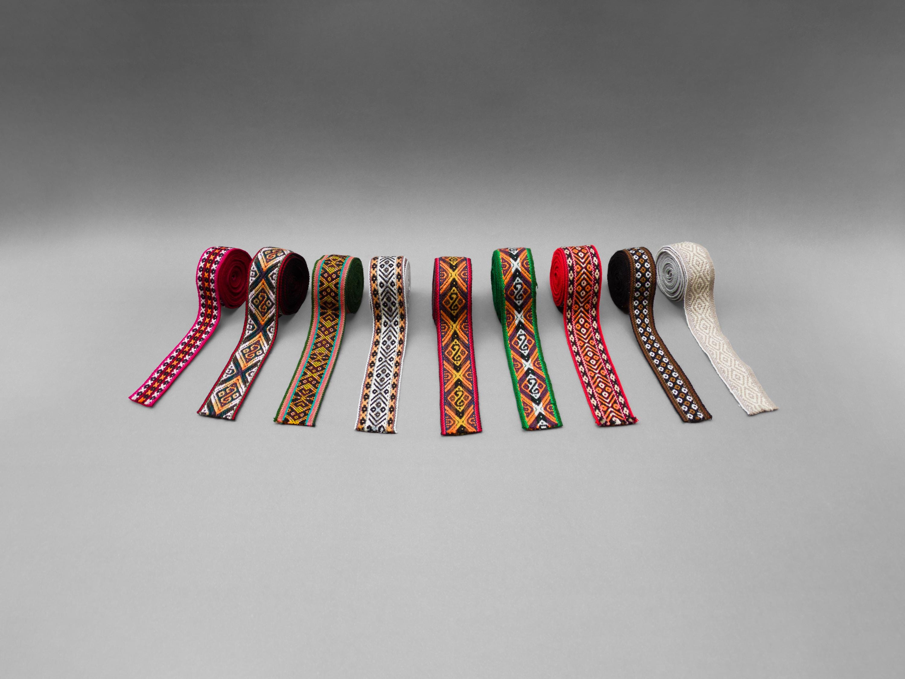 Wielokolorowy szeroki Mesa Mestana Watana Andean Shaman Pachamama Ties, Peru Bolivia Hair Wrap, opaska na głowę, opaska na kapelusz, andyjska tkanina tekstylna