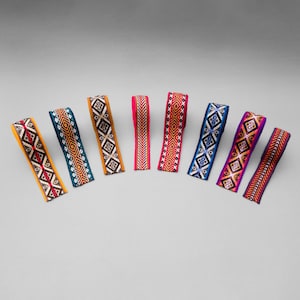 Multicolored Wide Mesa Mestana Watana Andean Shaman Pachamama Ties, Peru Bolivia Hair Wrap, Headband