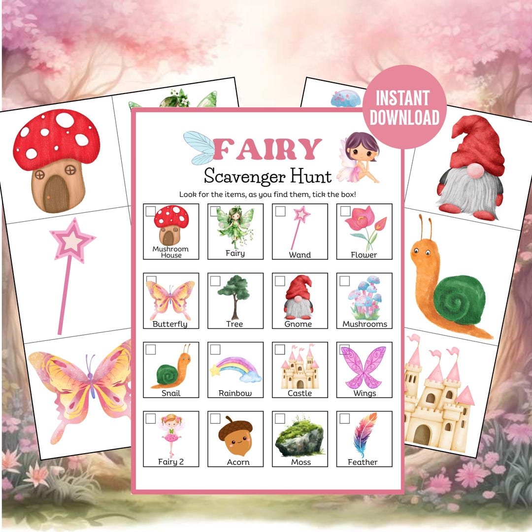 Fairy Scavenger Hunt, Fairy Printable Games, Fairy Treasure Hunt, Girl ...