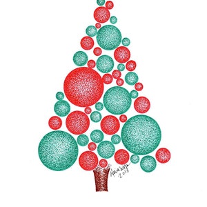 クリスマスツリー グリーティングカード 4.25 x 5.5