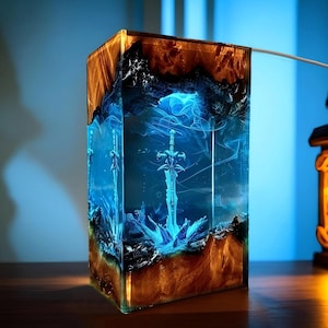 Custom Resin Sign Gamer Gifts, Resin Wood Lamp Wall Art, Personalized Night light Gift for Him, Gift for Dad, Echoes of Wisdom